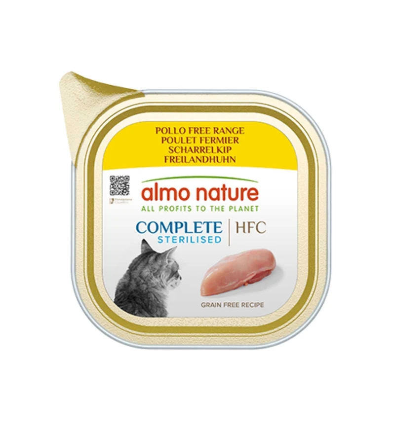 ALMO NATURE GATTO HFC COMPLETE STERILIZZATO POLLO FREE RANGE VASCHETTA DA 85 GR
