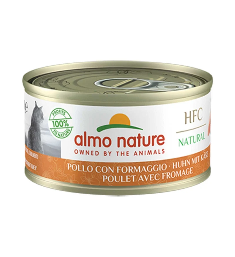 ALMO NATURE HFC GATTO NATURAL CON POLLO E FORMAGGIO DA 70 GR IN LATTINA