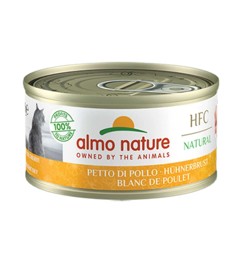 ALMO NATURE HFC GATTO NATURAL CON PETTO DI POLLO DA 70 GR IN LATTINA