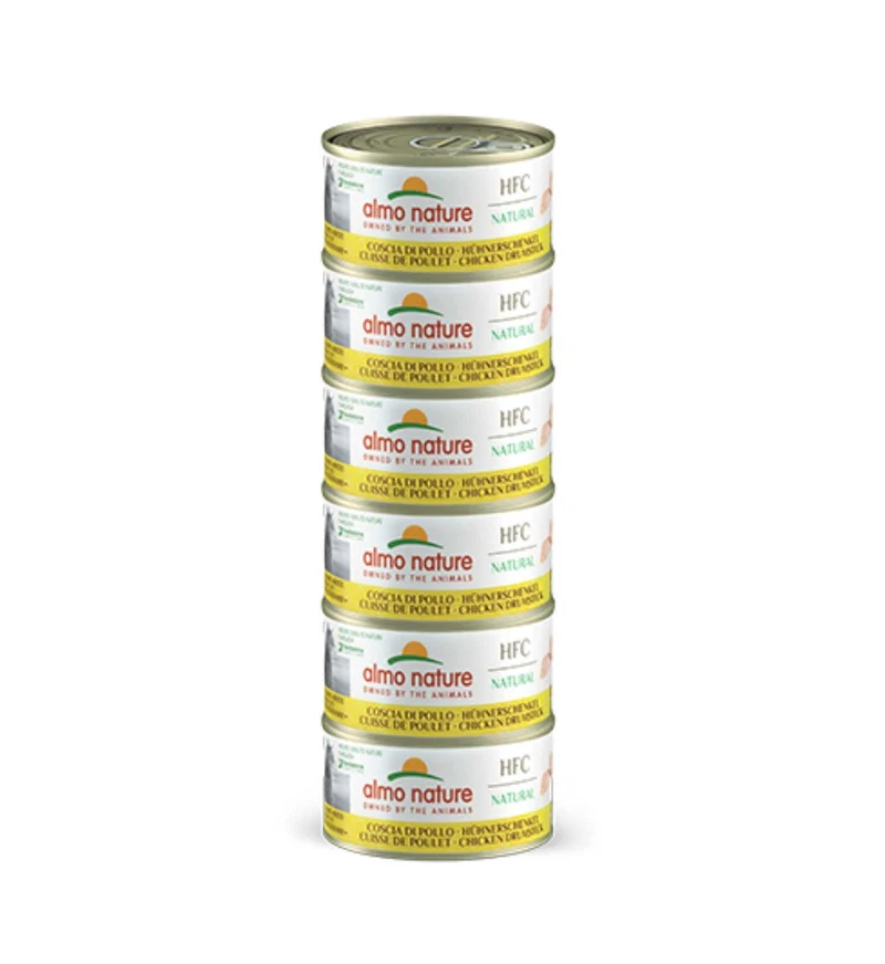 ALMO NATURE HFC GATTO LEGEND CAT MULTIPACK CON COSCIA DI POLLO 6 PEZZI DA 70 GR