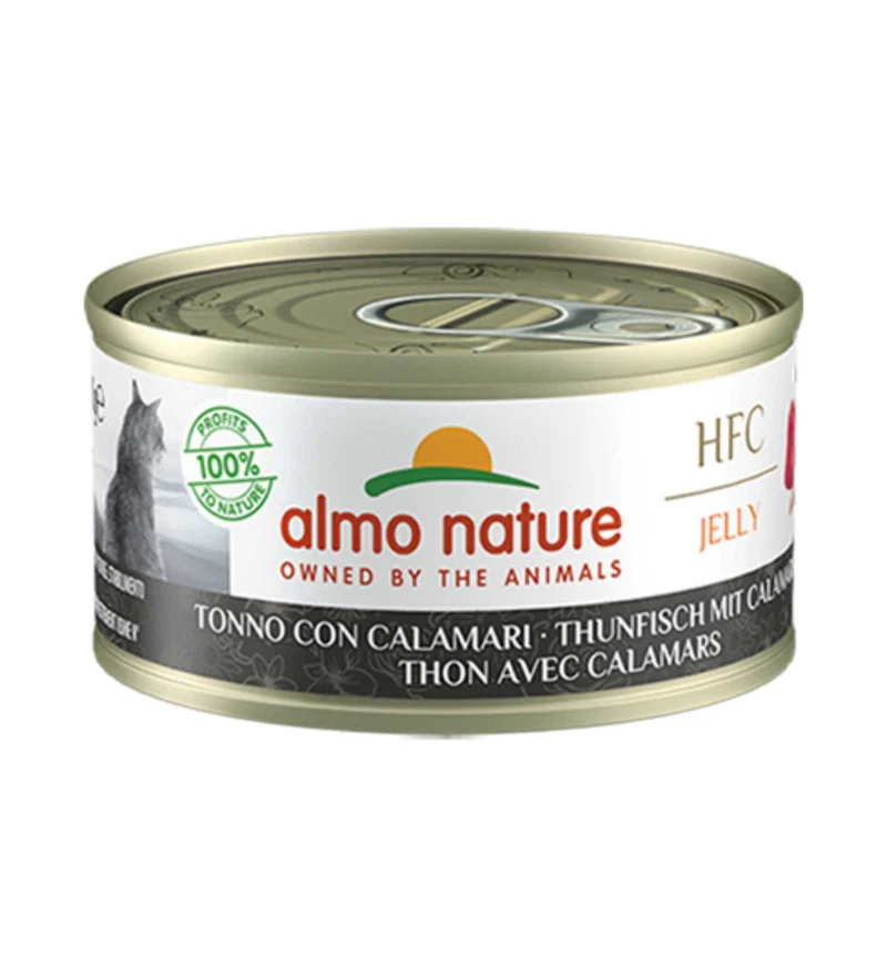 ALMO NATURE HFC GATTO JELLY CON TONNO E CALAMARI DA 70 GR IN LATTINA