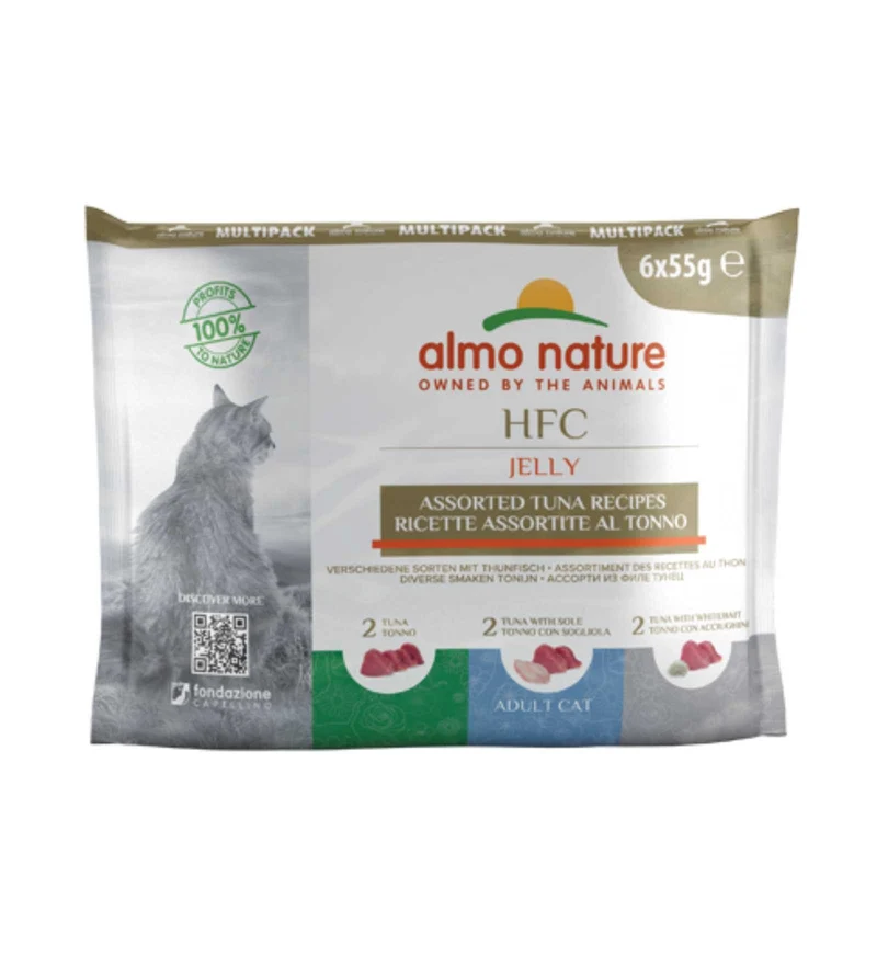 ALMO NATURE HFC GATTO CLASSIC MULTIPACK JELLY CON RICETTE AL TONNO 6 BUSTE DA 55 GR