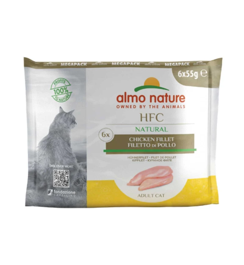 ALMO NATURE HFC GATTO CLASSIC MULTIPACK CON FILETTO DI POLLO 6 BUSTE DA 55 GR