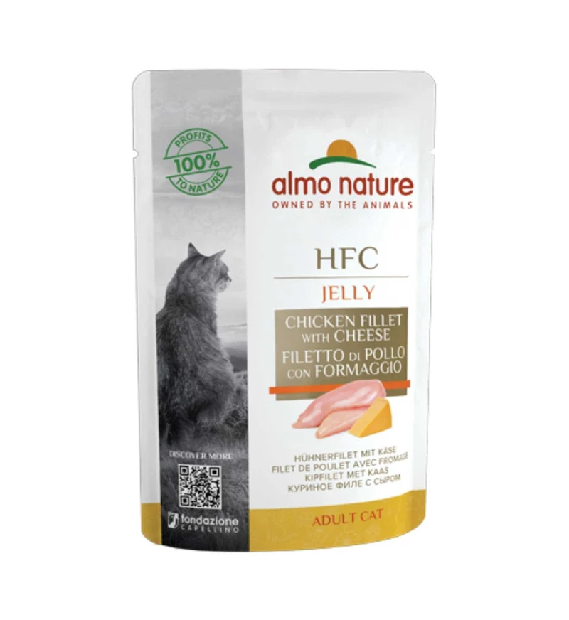 ALMO NATURE HFC GATTO CLASSIC CUISINE CON FILETTO DI POLLO E FORMAGGIO DA 55 GR IN BUSTA