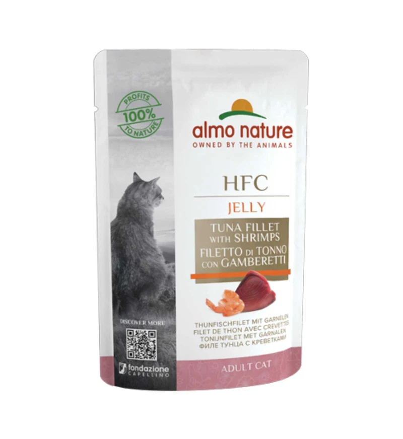 ALMO NATURE HFC GATTO CLASSIC IN GELATINA CON TONNO E GAMBERETTI DA 55 GR IN BUSTA