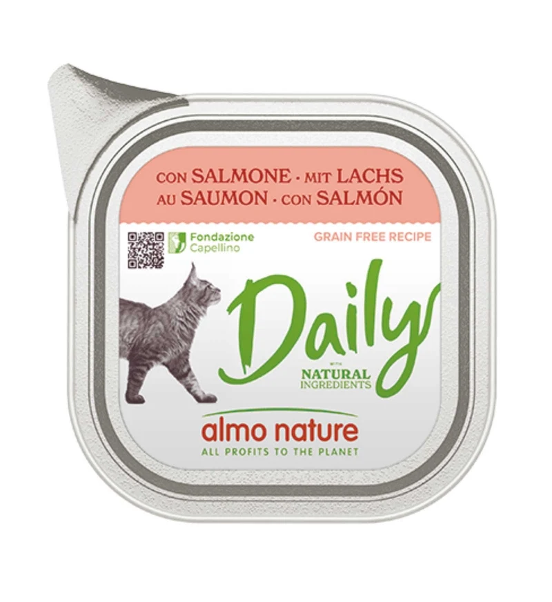 ALMO NATURE GATTO DAILYMENU CON SALMONE DA 100 GR IN VASCHETTA