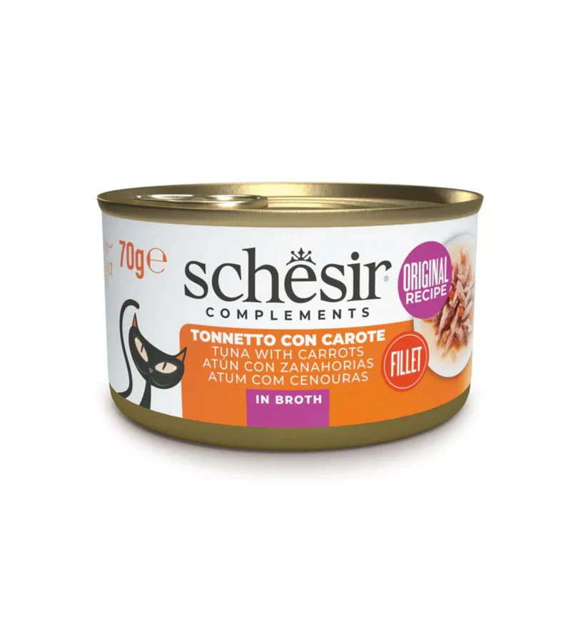 SCHESIR GATTO COMPLEMENTARE TONNO E CAROTE IN BRODO DA 70 GR