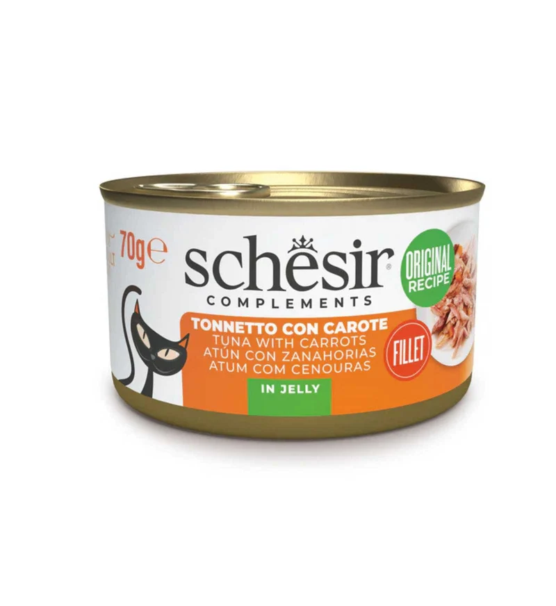 SCHESIR GATTO COMPLEMENTARE TONNO E CAROTE IN GELATINA DA 70 GR