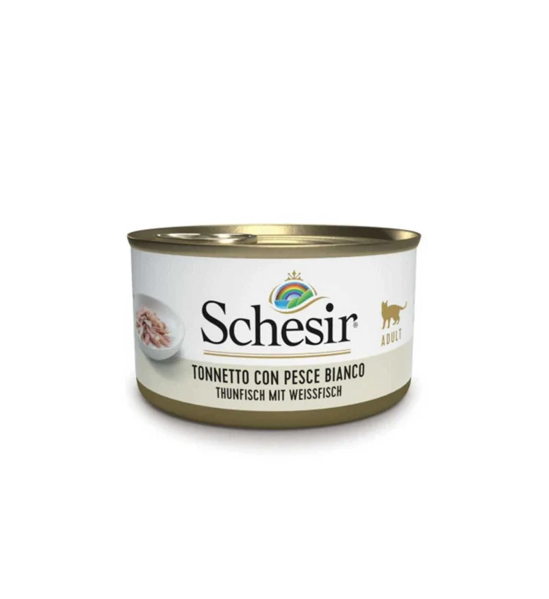 SCHESIR GATTO COMPLEMENTARE TONNO E PESCE BIANCO IN GELATINA DA 85 GR