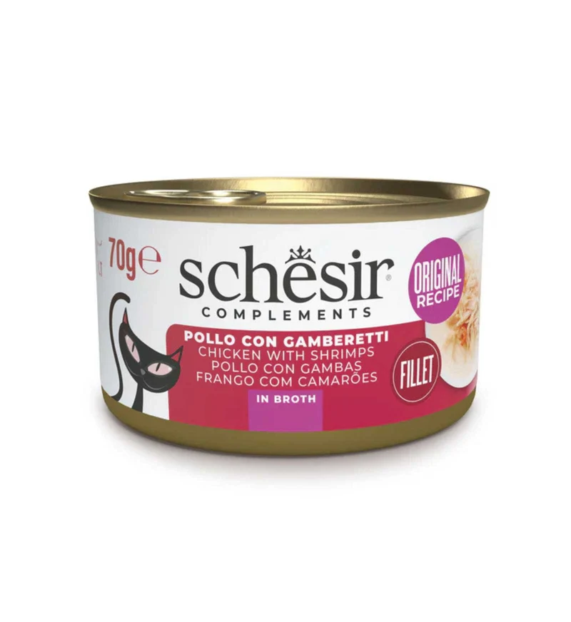SCHESIR GATTO COMPLEMENTARE POLLO E GAMBERETTI IN BRODO DA 70 GR