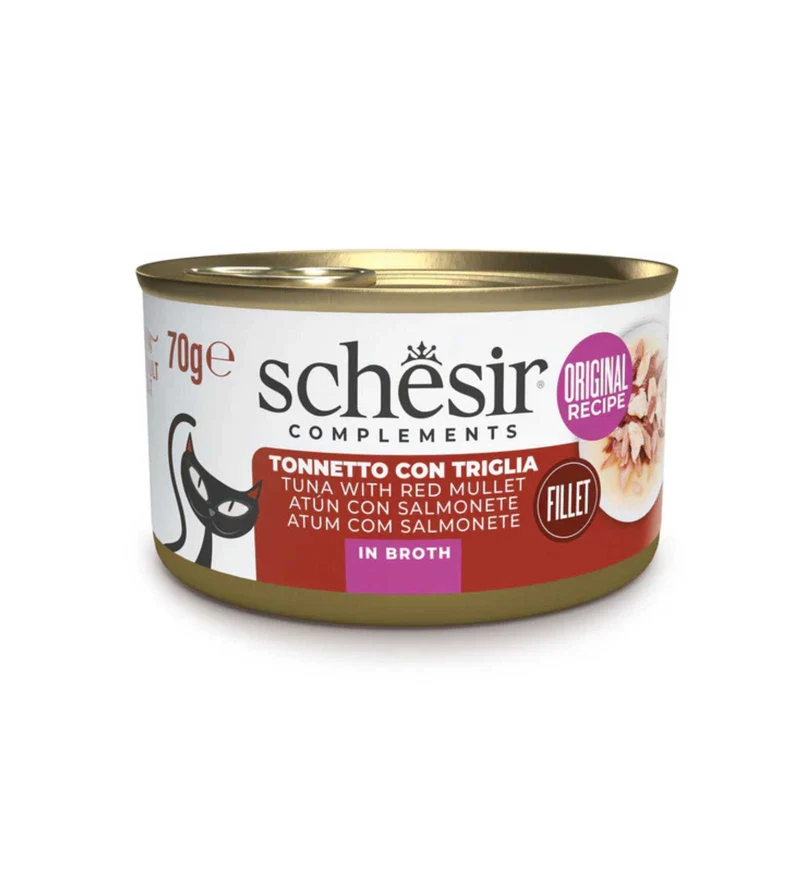 SCHESIR GATTO COMPLEMENTARE TONNO E TRIGLIA IN BRODO DA 70 GR