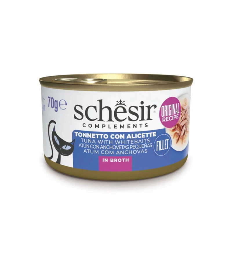 SCHESIR GATTO COMPLEMENTARE TONNO E ALICETTE IN BRODO DA 70 GR