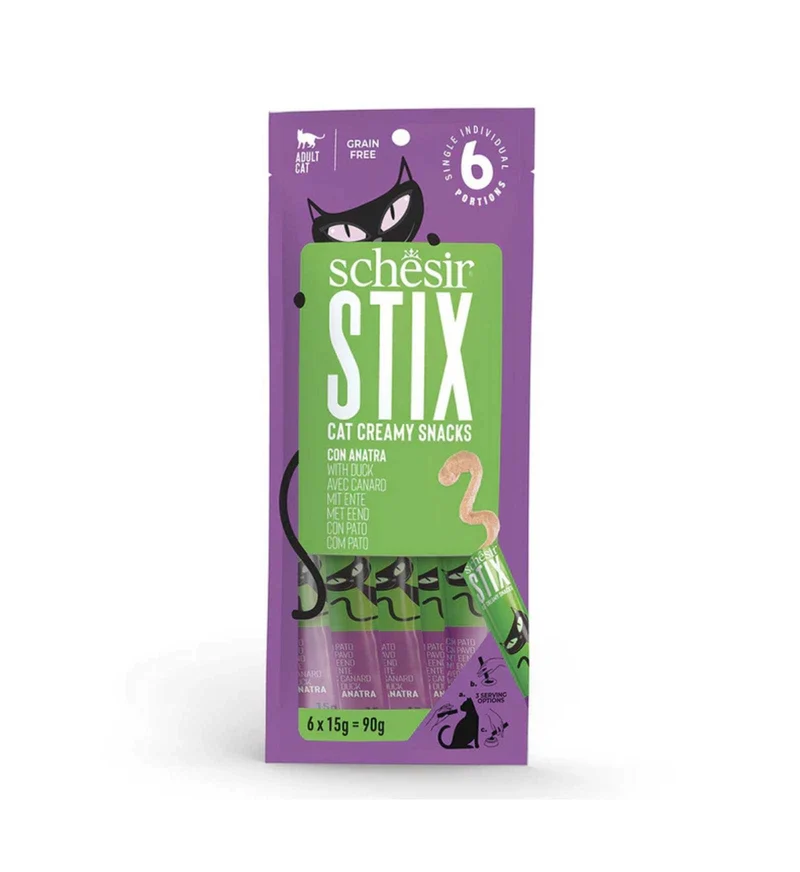 SCHESIR GATTO SNACK STIX MOUSSE ANATRA 15 GR x 6 PEZZI IN BUSTA