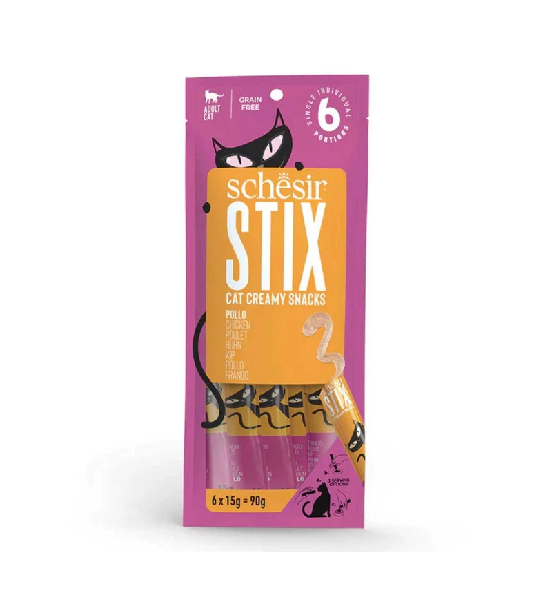 SCHESIR GATTO SNACK STIX MOUSSE POLLO 15 GR x 6 PEZZI IN BUSTA