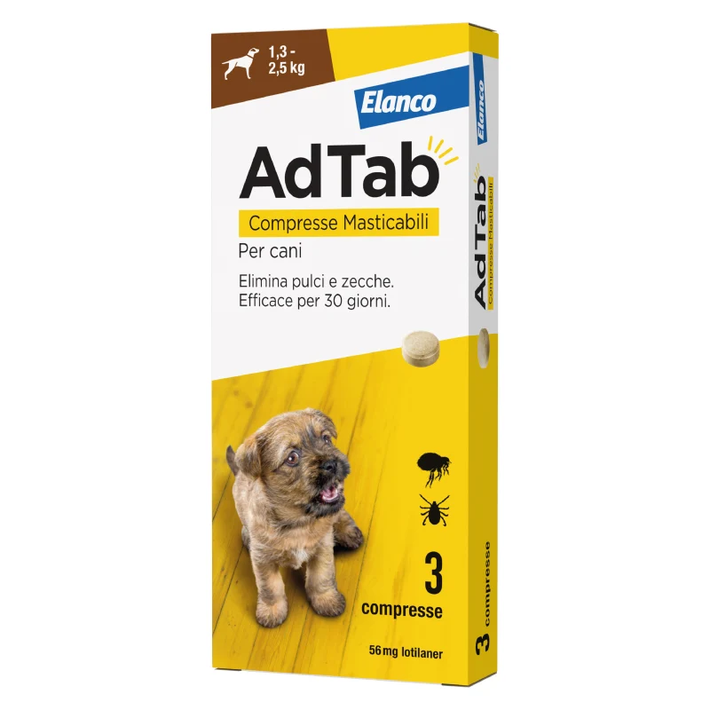 Elanco - AdTab Cani - Da 1.3 a 2.5 kg - 3 compresse