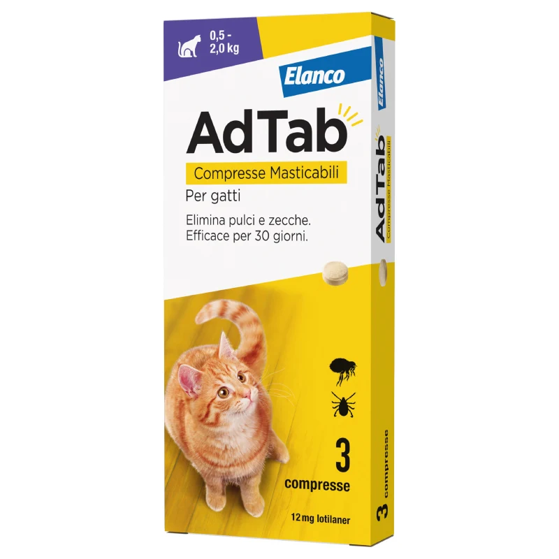 Elanco - AdTab Gatti - Da 0.5 a 2 kg - 3 compresse