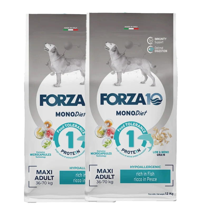 KIT 2 X Forza 10 - MonoDiet - Maxi - Adult - Pesce - 12kg - DOPPIO SACCO