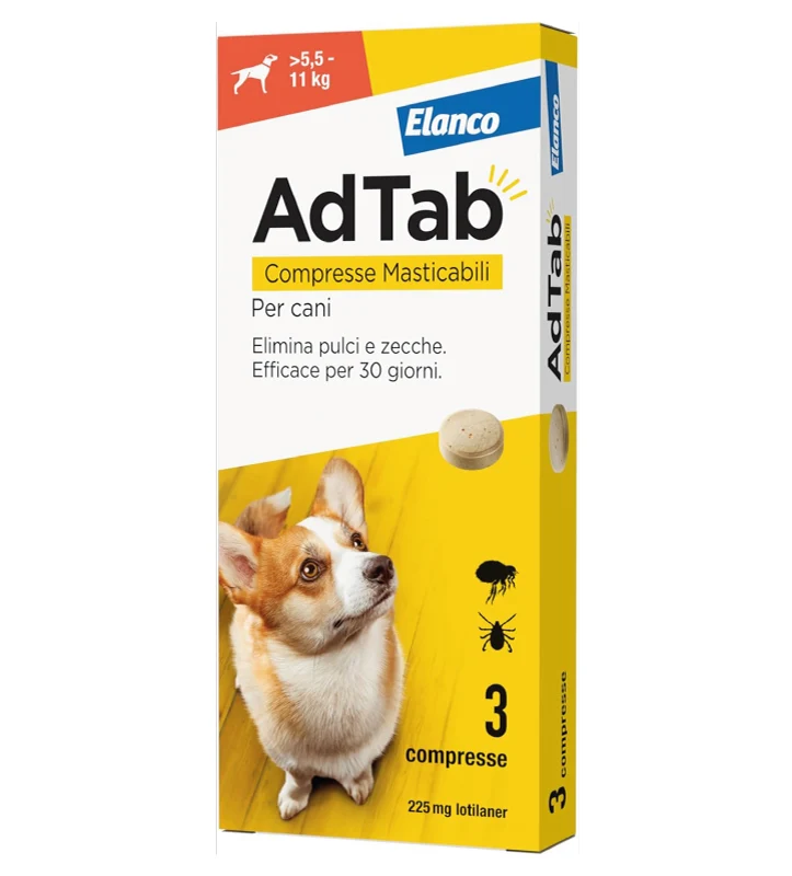 Elanco - AdTab Cani - Da 5.5 a 11 kg - 3 compresse