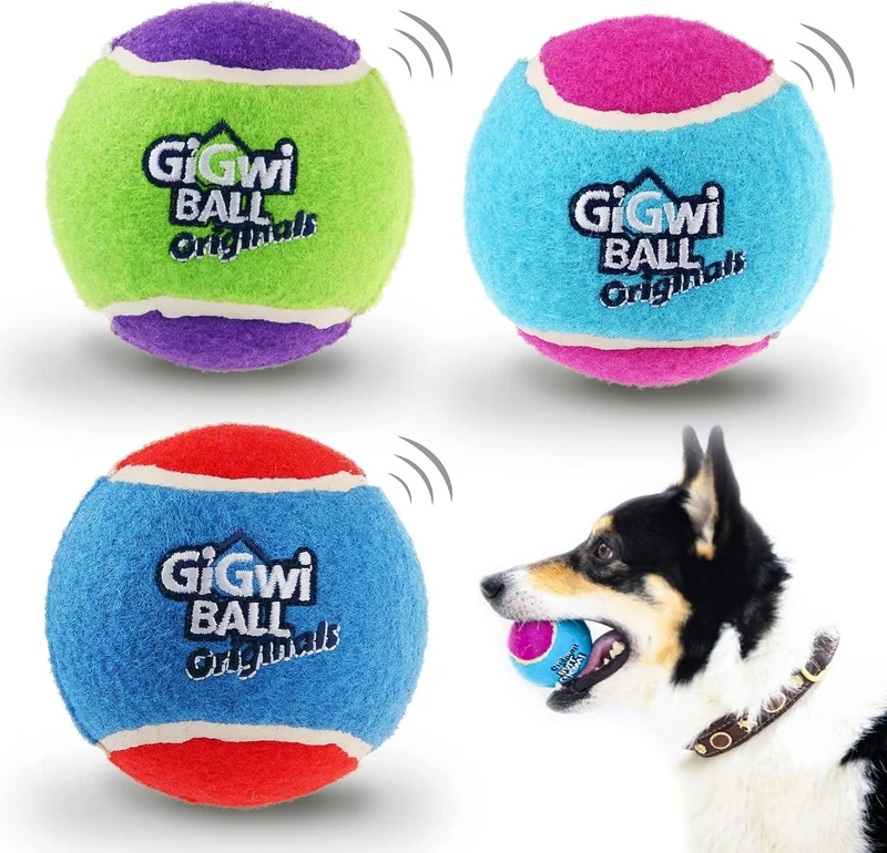 GiGwi Ball Originals Squeaker Tennis Balls Dog Toy Set of 3