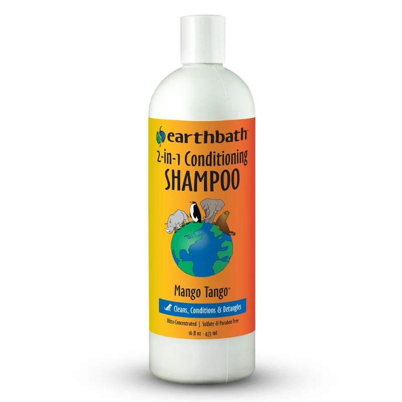 earthbath Mango Tango 2-in-1 Conditioning Shampoo for Dogs & Cats 16OZ
