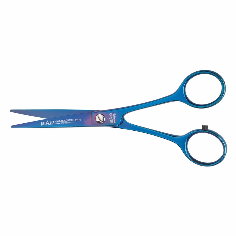 Chadog Ehaso Titanium Cobalt Straight Grooming Scissors for Dogs & Cats 16.5cm
