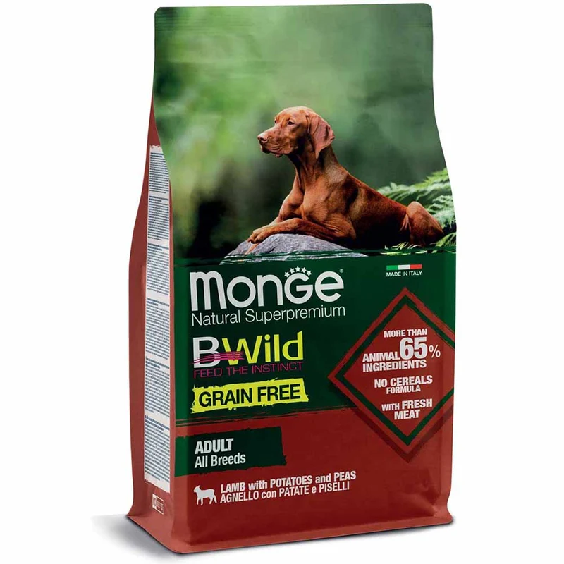 Alimento cane Monge BWild All Breeds Adult Agnello patate e piselli 12 kg