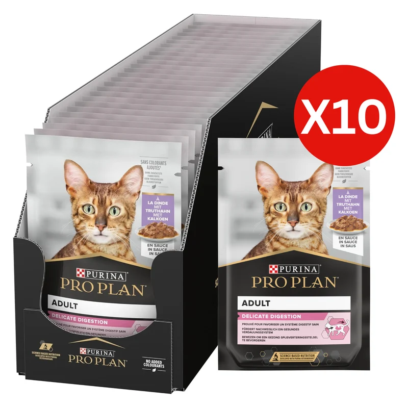 Purina Pro Plan Delicate Digestion Turkey in Gravy Wet Cat Food 85G - Pack of 10