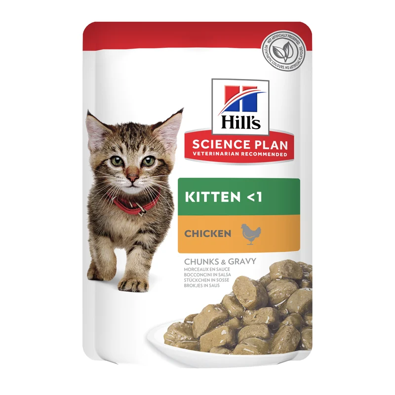 Expiry Date 31-Oct-26 Hill's Science Plan Tender Chunks in Gravy Kitten Chicken Pouches - 85G
