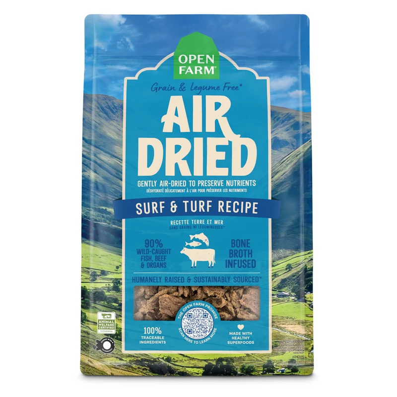 Expiry Date 22-Nov-26 Open Farm Air Dried Surf & Turf Recipe Dry Dog Food - 1LB