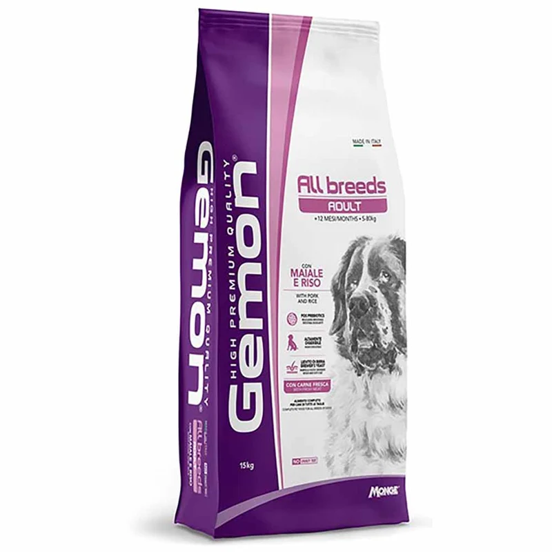 Alimento cane Monge Gemon Adult All Breeds Maiale e riso 15kg