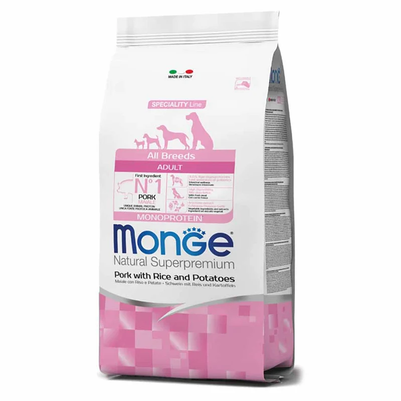Alimento secco per cani Monge Adult All Breeds Maiale Riso Patate 12kg