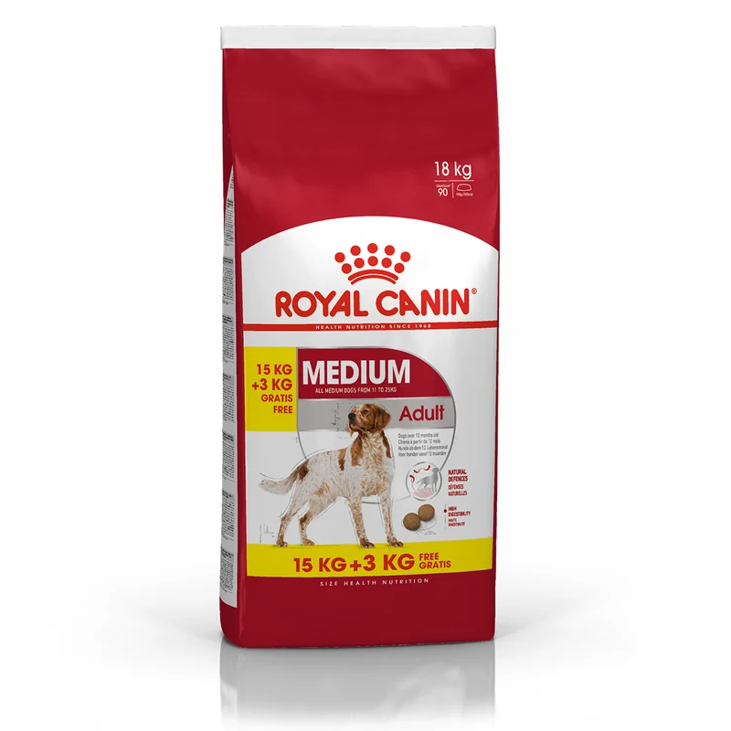 Royal Canin Size Health Nutrition Medium Adult Dry Dog Food 15+3KG Promo Bag