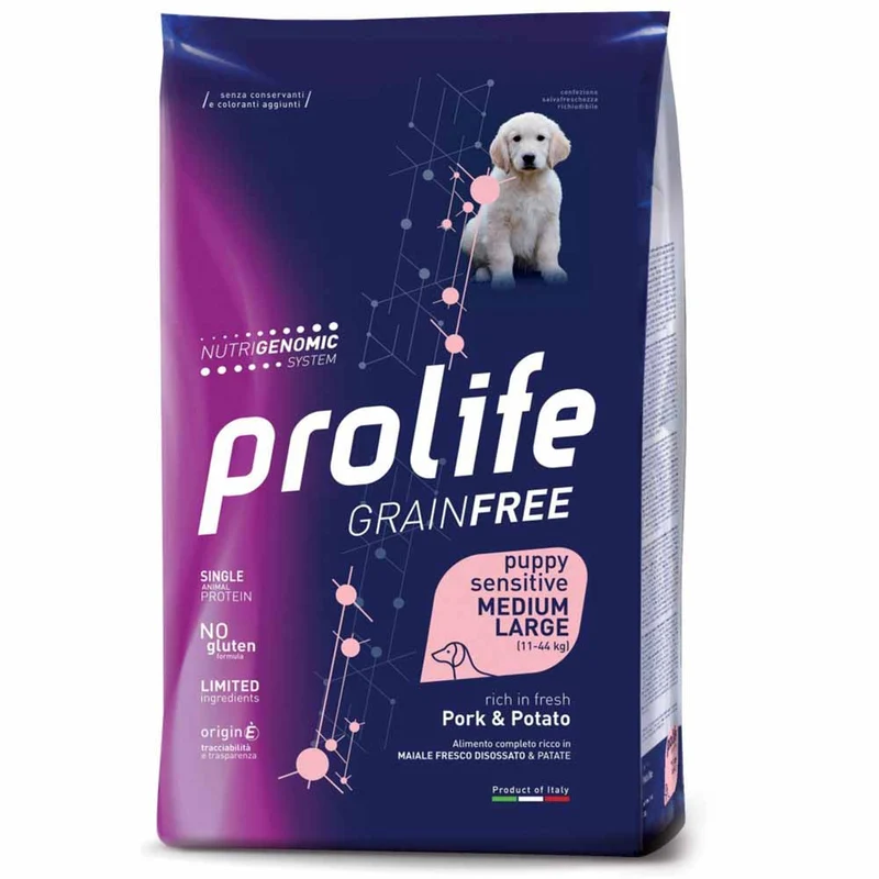 Alimento secco cane Prolife Puppy Medium Large maiale patate 10 kg
