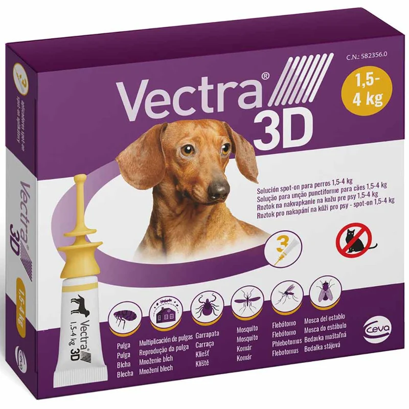 Antiparassitario Vectra 3D Cane per cani da 1,5 a 4Kg 3 pipette