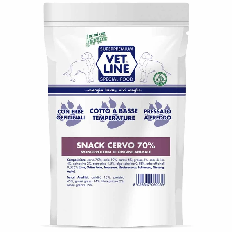 Alimento snack cane cervo 80g Vet Line