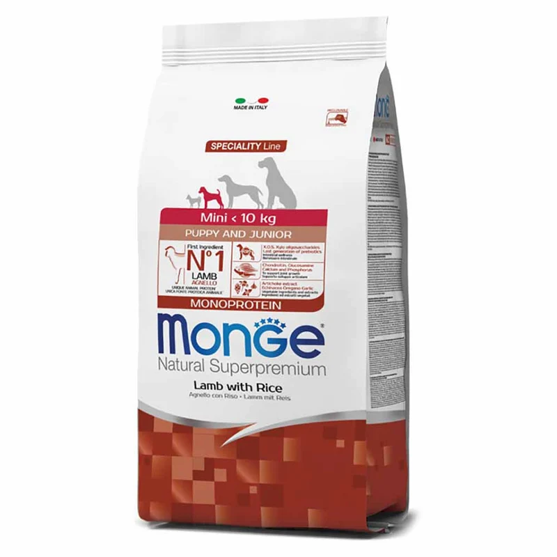 Alimento cane Monge superpremium Mini puppy e junior agnello e riso 800g