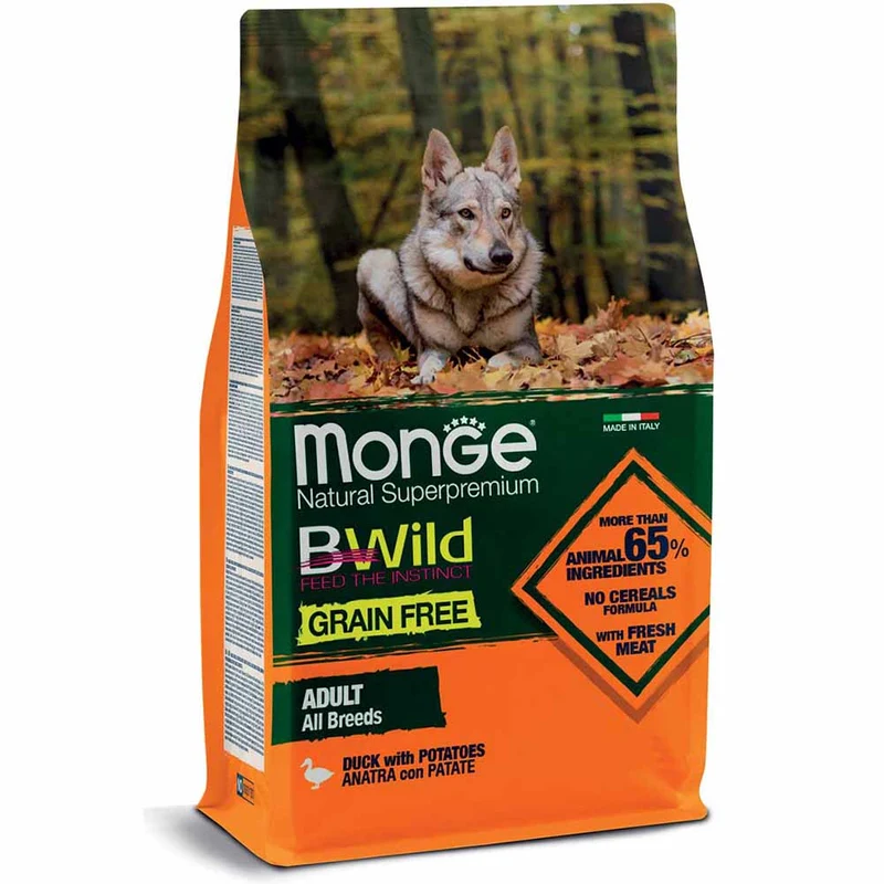 Alimento cane Monge BWild All Breeds Adult Anatra con patate 12 kg