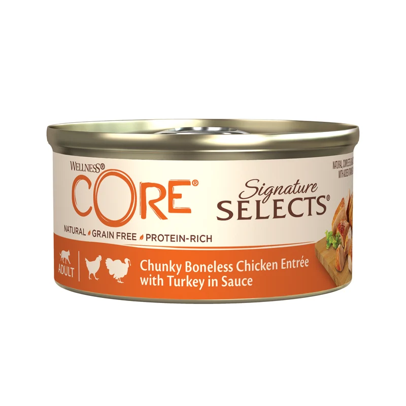 Wellness Core Signature Selects Chunky Boneless Chicken & Turkey In Sauce Adult Wet Cat Food 79G