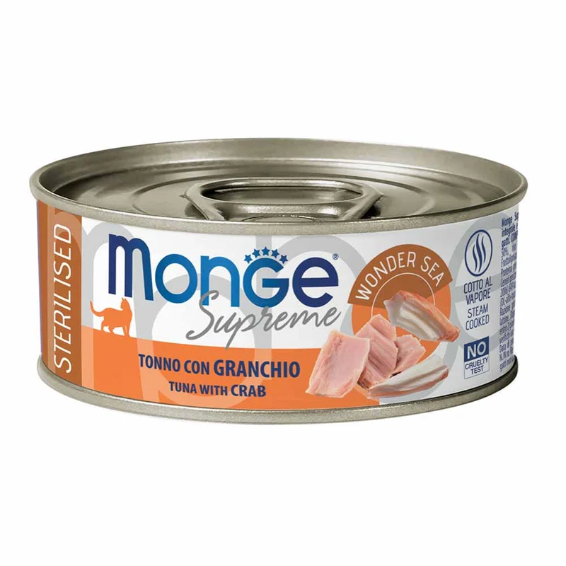 Alimento gatto Monge Supreme sterilised Tonno con granchio 80g