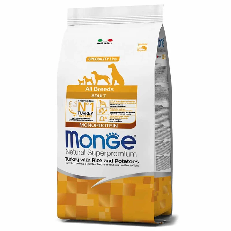 Alimento cane Monge All Breeds adult monoprotein Tacchino riso e patate 2,5 kg