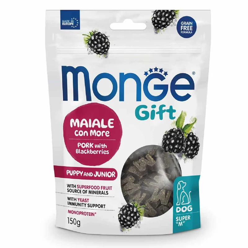 Alimento cane Monge Gift Super M Puppy Accrescimento Maiale con more 150g