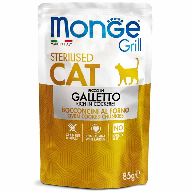 Alimento gatto Monge Grill sterilised Galletto 85g
