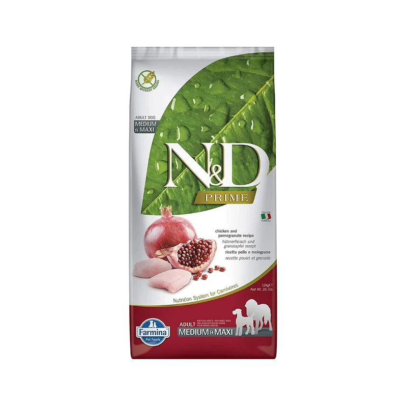 Farmina N&D Chicken & Pomegranate Medium & Maxi Grain-Free Adult Dry Dog Food 12KG