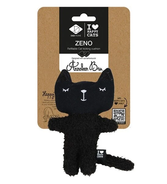 D&D Home I Love Happy Cats Zeno Refillable Cat Kicking Cushion Cat Toy 12x4x18cm