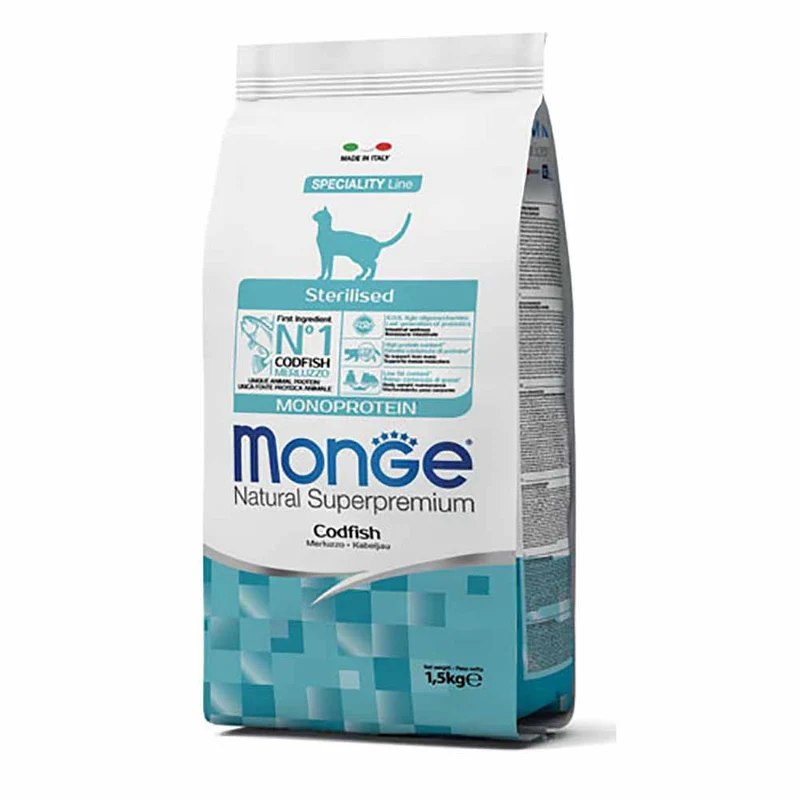 Alimento gatto Monge Natural Monoprotein sterilised Merluzzo 1,5kg