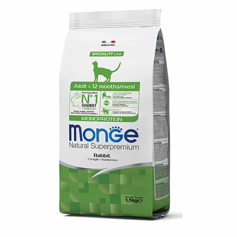 Alimento gatto Monge Natural Monoprotein Coniglio 1,5kg