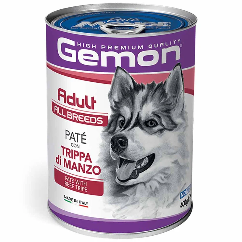 Alimento cane Monge Gemon 24 lattine da 400g adult All Breeds Paté e trippa di manzo