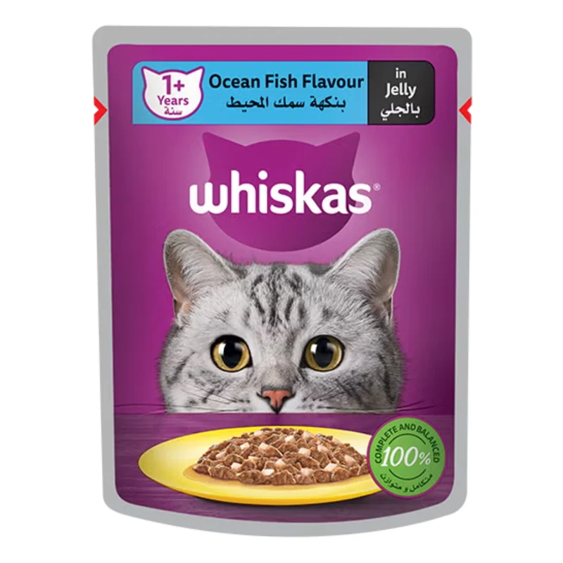 Whiskas 1+ Years Oceanfish Pouches Adult Wet Cat Food In Jelly 80G
