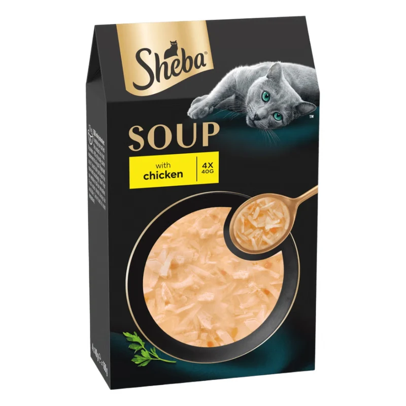 Sheba Soup with Chicken Adult Wet Cat Food In Pouch 4X40G