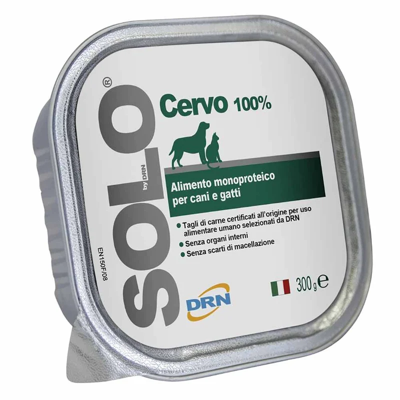 Alimento Monoproteico DRN Solo Cervo per Cani e Gatti 300g